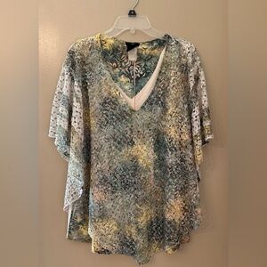 Brittany Black Women’s Lace Poncho with tank lining - Size 2x